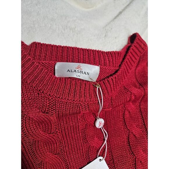 NWT ALASHAN Mens‎ cotton cashmere crewneck cabled sweater , Large - Picture 4 of 8